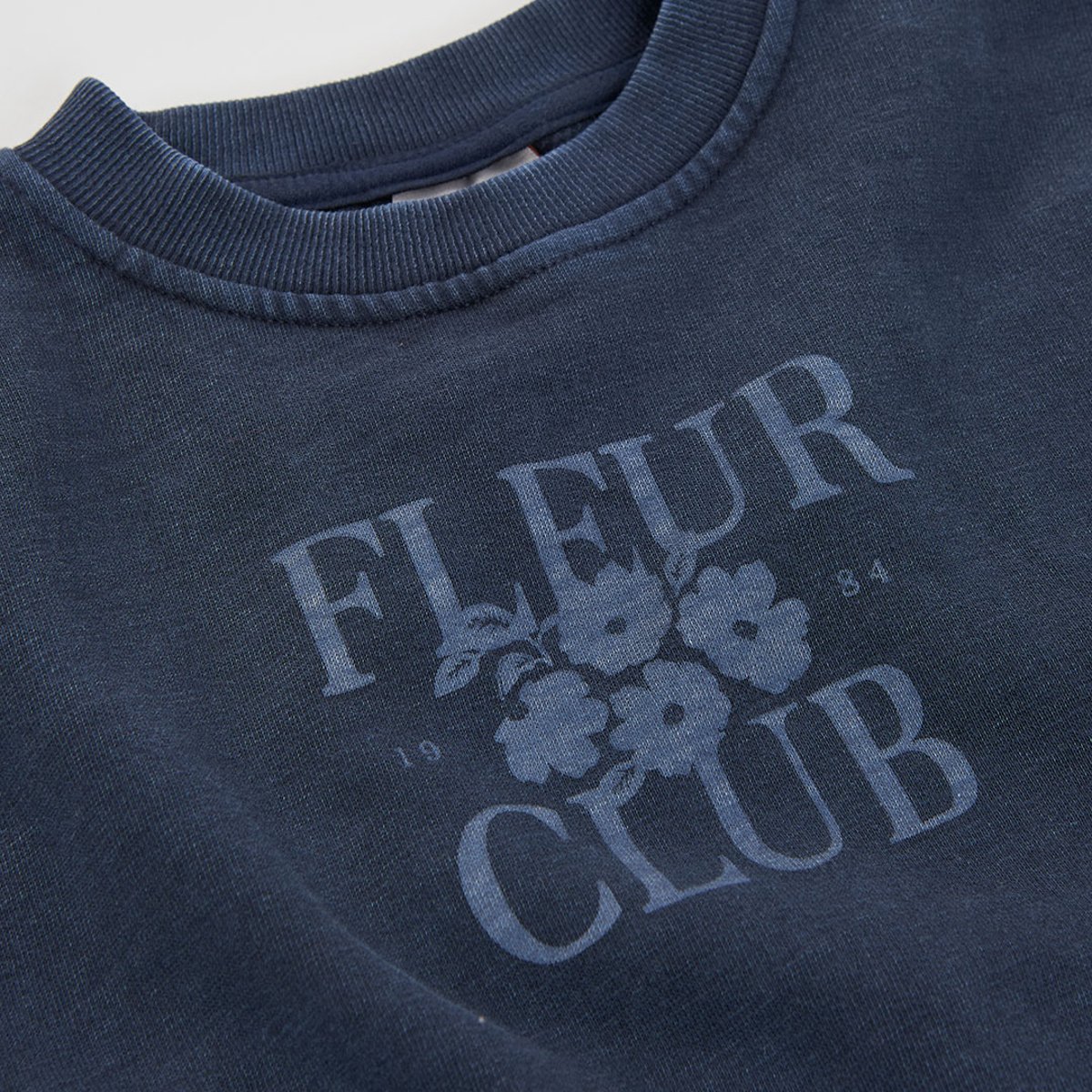 Sweat-shirt fille molleton imprimé fleurs bleu, BOBOLI