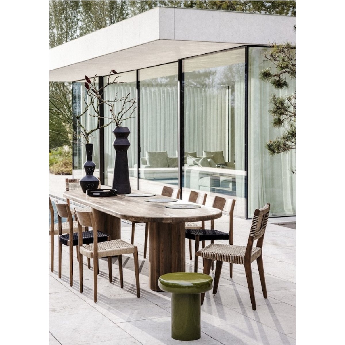 Table de repas ovale en teck massif - GUAJIRA marron, MATHI DESIGN