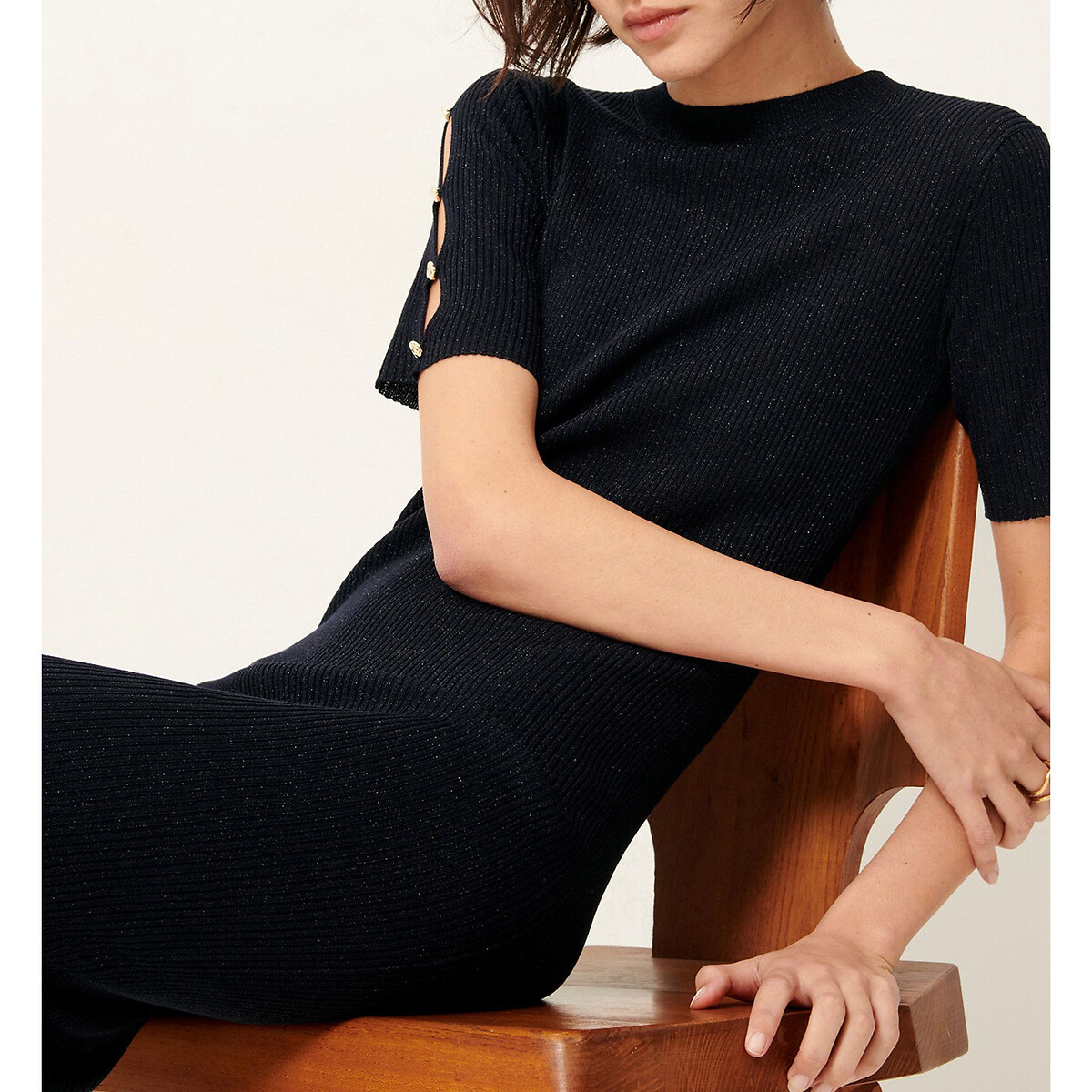 Robe midi maille brillante Little TIM noir, SESSUN