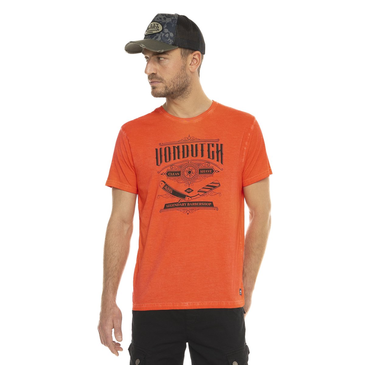 T-shirt en Coton RAZOR orange/noir, VON DUTCH