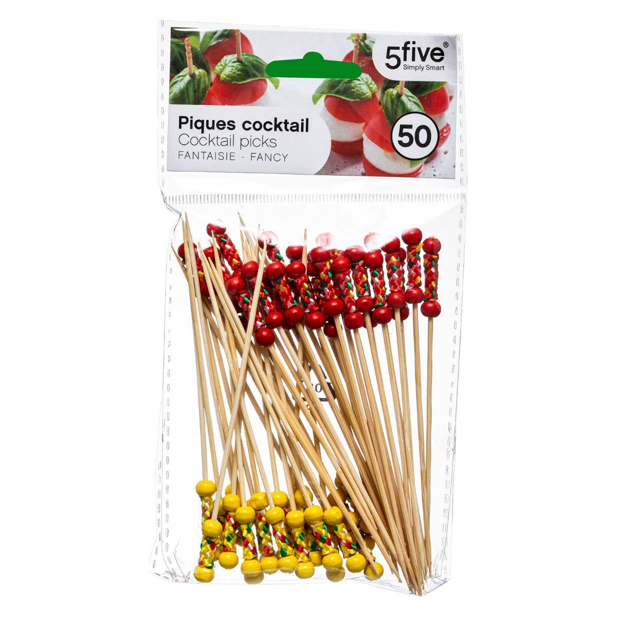 Lot de 50 piques cocktail fantaisie BAMBOU CUISINE multicolore, 5FIVE SIMPLY SMART