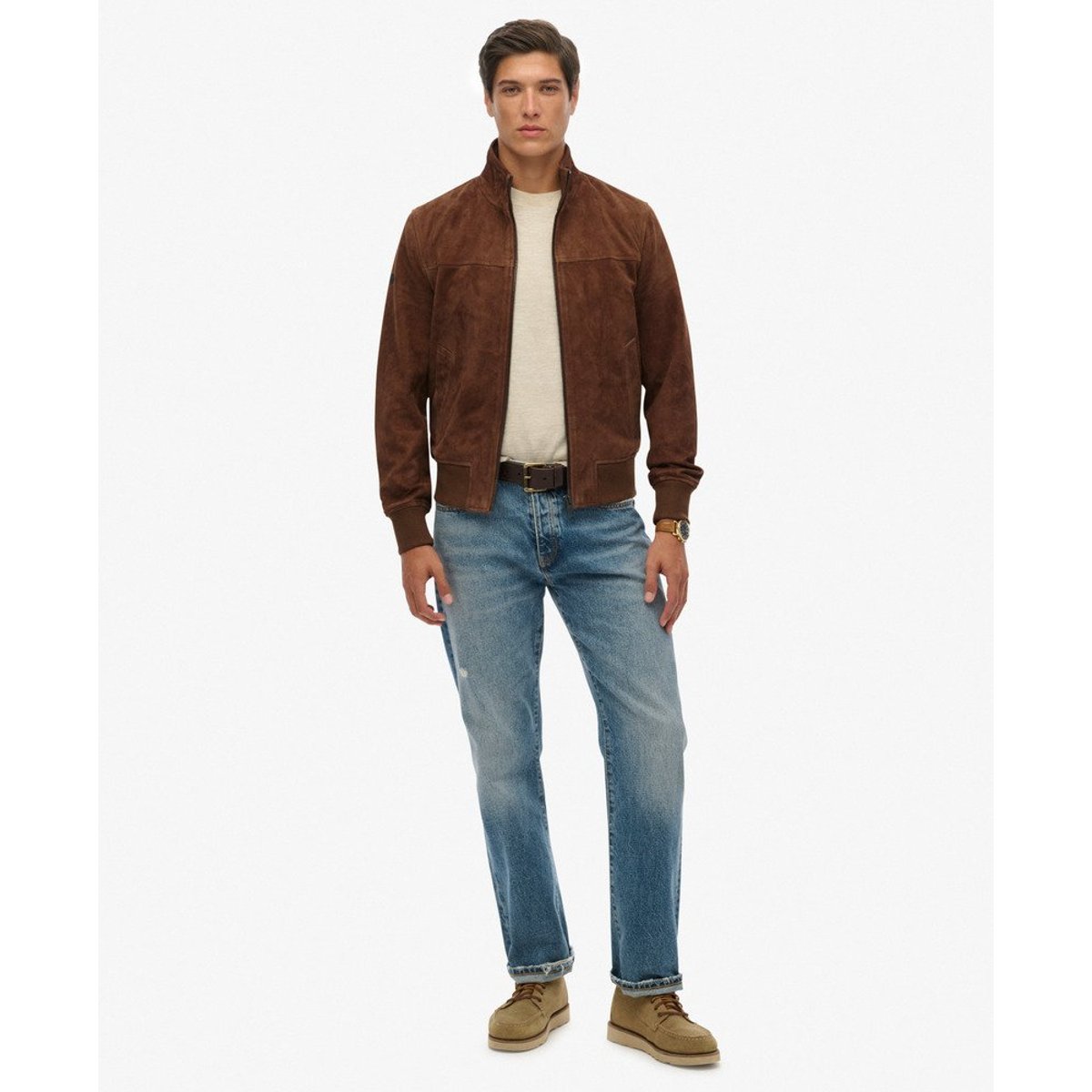 Veste en cuir Modern Sports marron, SUPERDRY