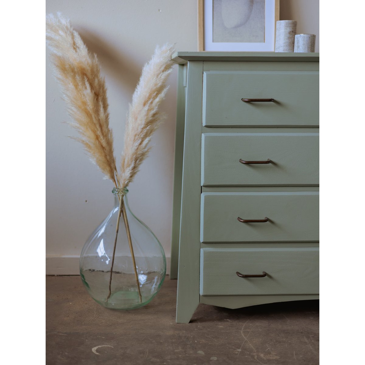 Commode en bois verte Garance N°552 - Bon état vert d'eau, DEBONGOUT