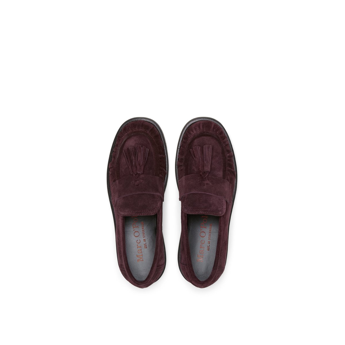 Mocassins modèle Erin en cuir velours huilé rouge fonce, MARC O'POLO