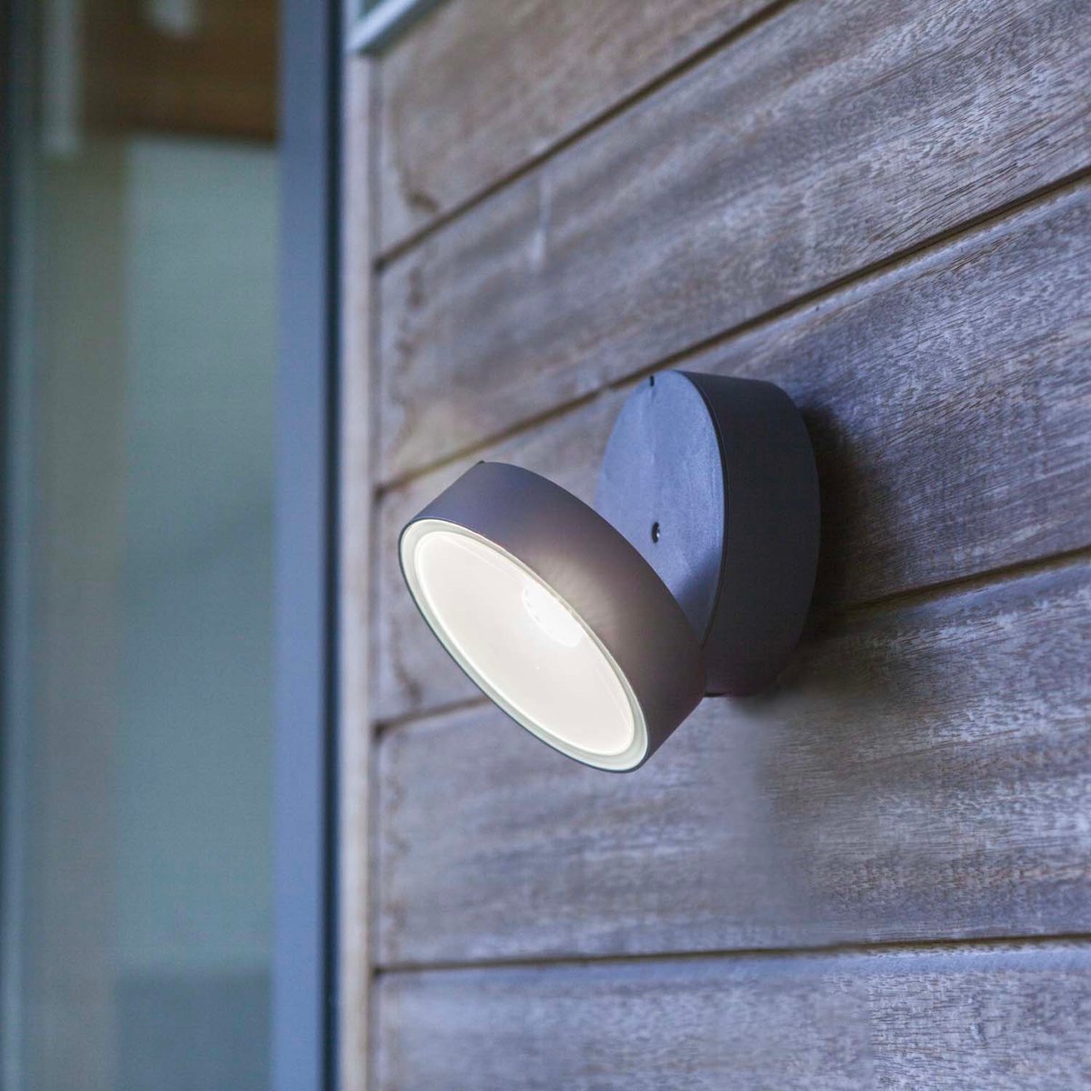 Applique murale d'extérieur sur secteur TRUMPET tête orientable aluminium gris LED blanc H11cm dark grey, LUMISKY