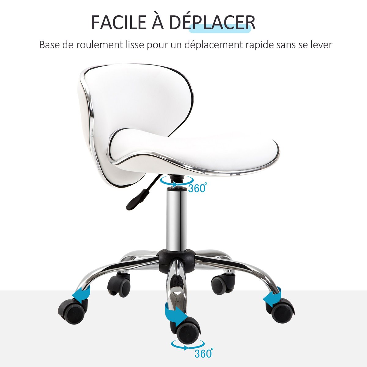 Tabouret de salon Polyuréthane Blanc blanc, HOMCOM