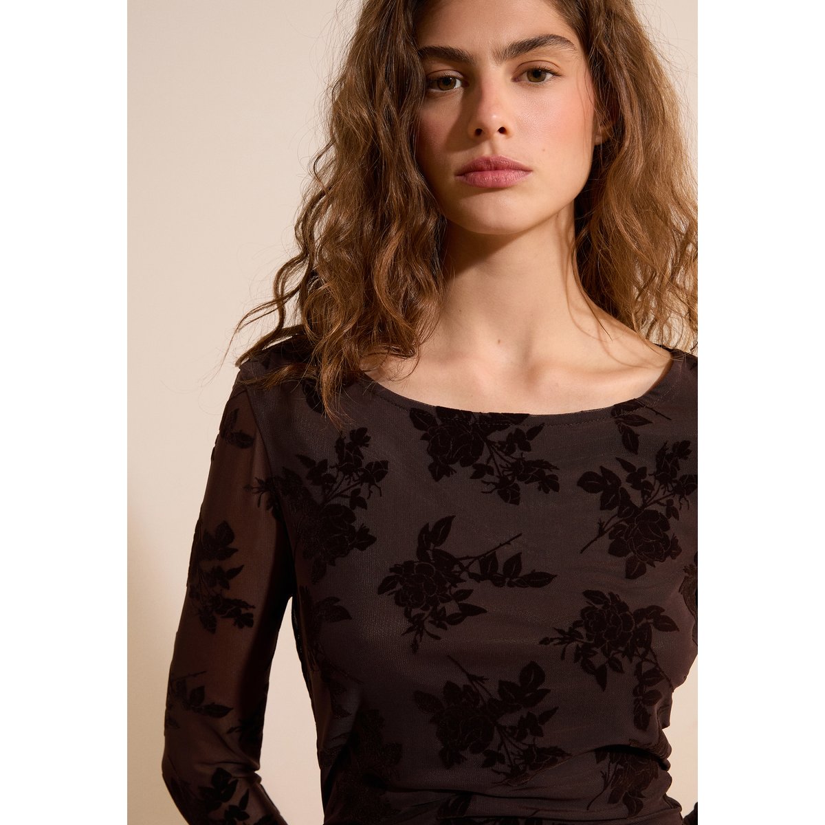 Robe longue à motifs AKELA chocolat, ETAM