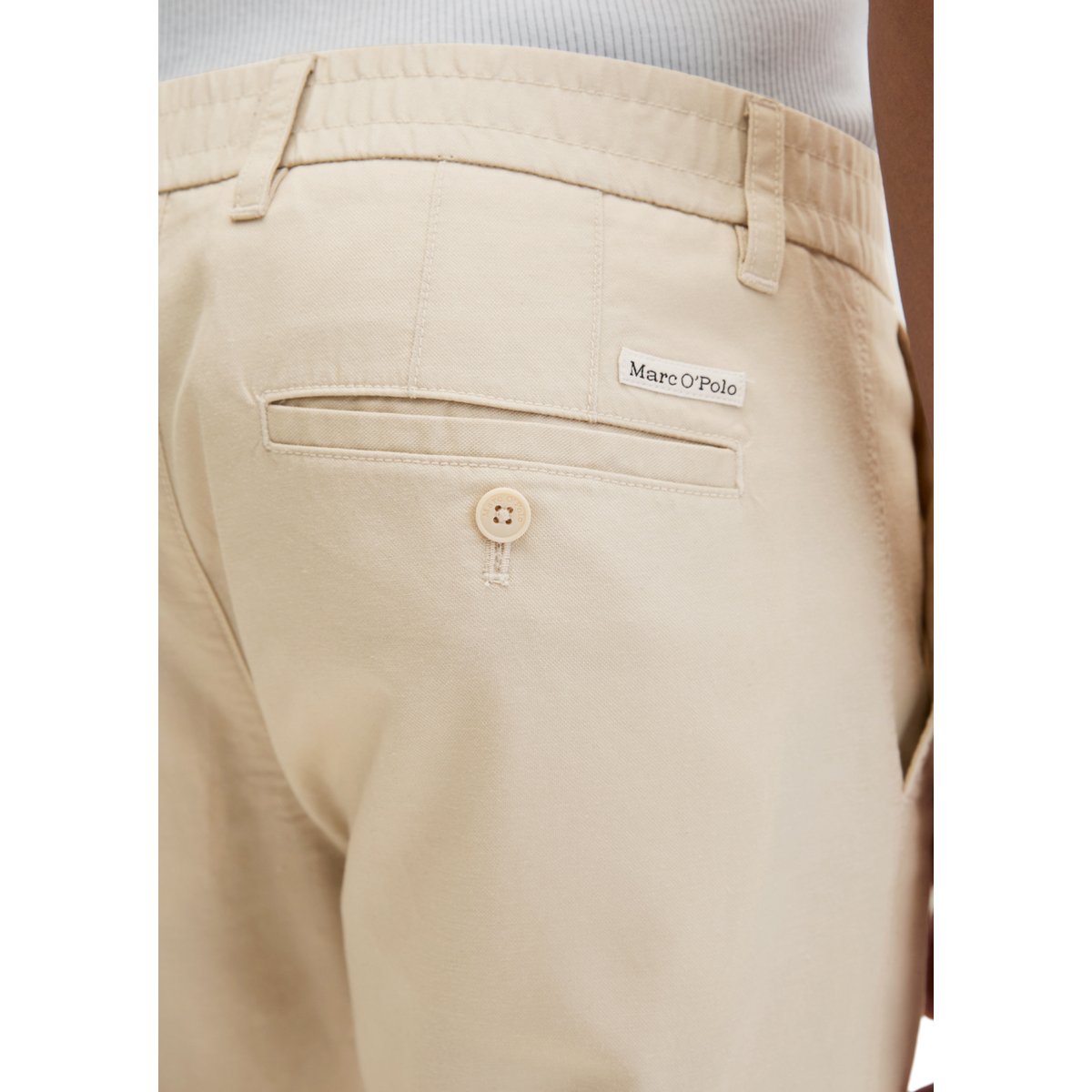 Pantalon de jogging chino Osby à coupe fuselée en mélange de TENCEL™ Lyocell et de lin creme, MARC O'POLO