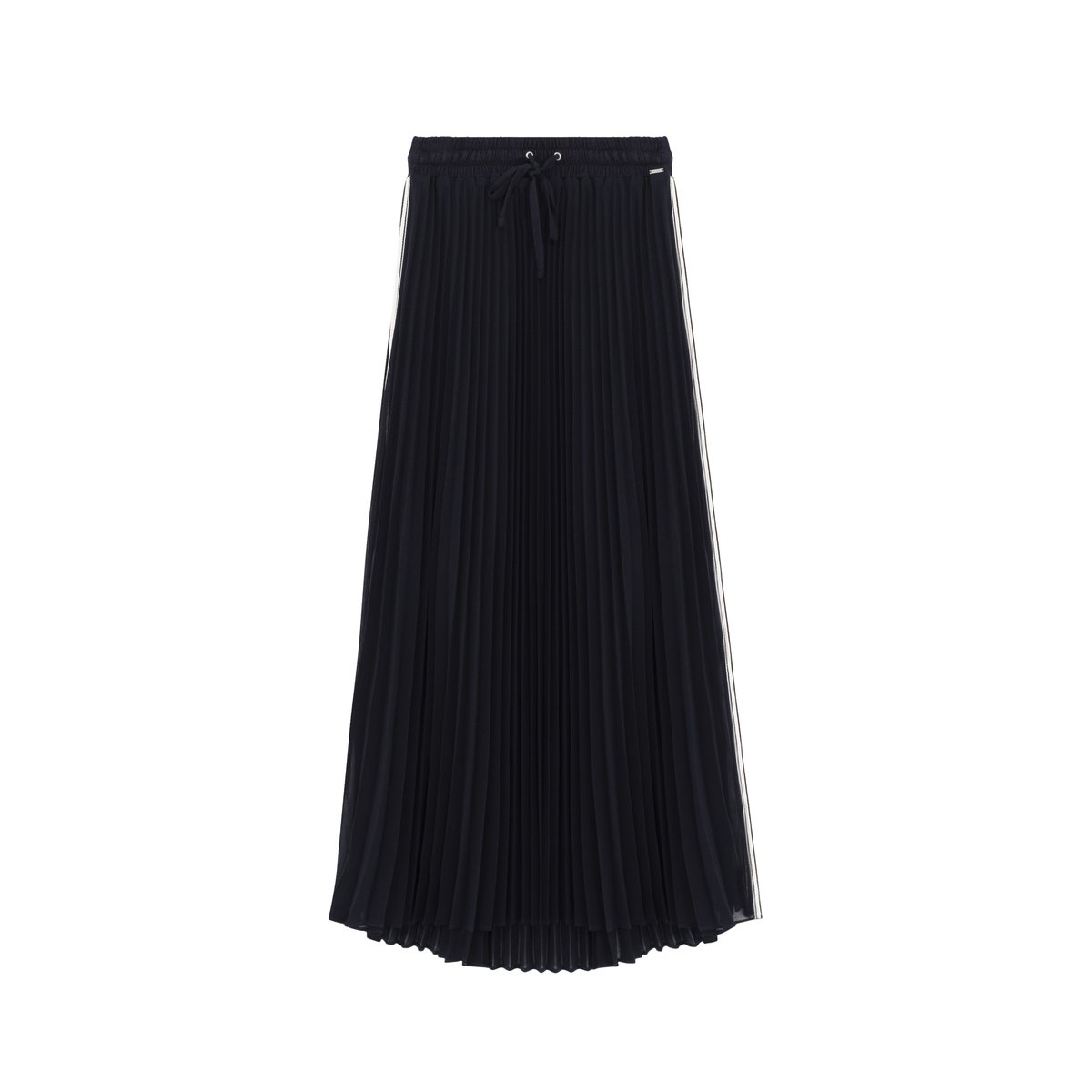 Jupe longue plissée avec détail bandes sport bleu marine, IKKS