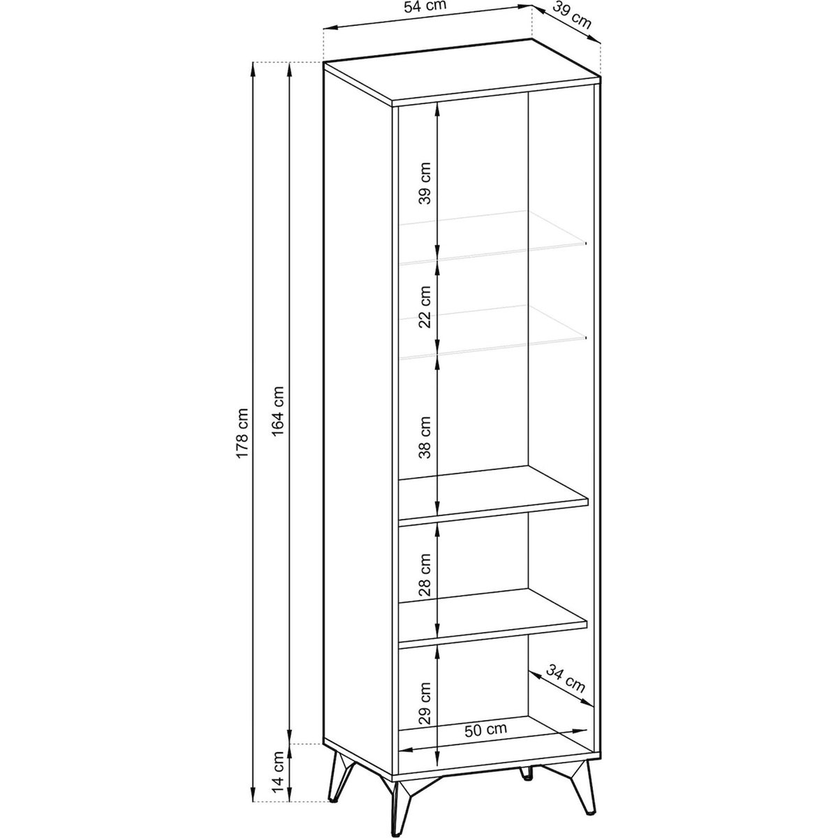 Vitrine deux portes bois collection BOULIA noir et chêne evoke, RECOLLECTION