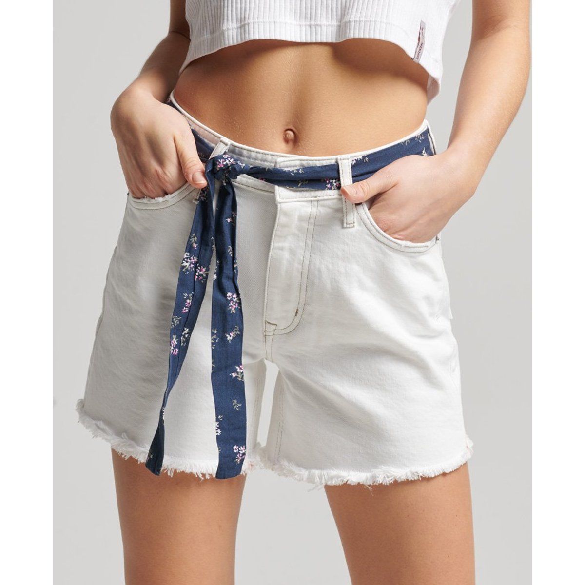 Short slim à taille mi-haute optic, SUPERDRY