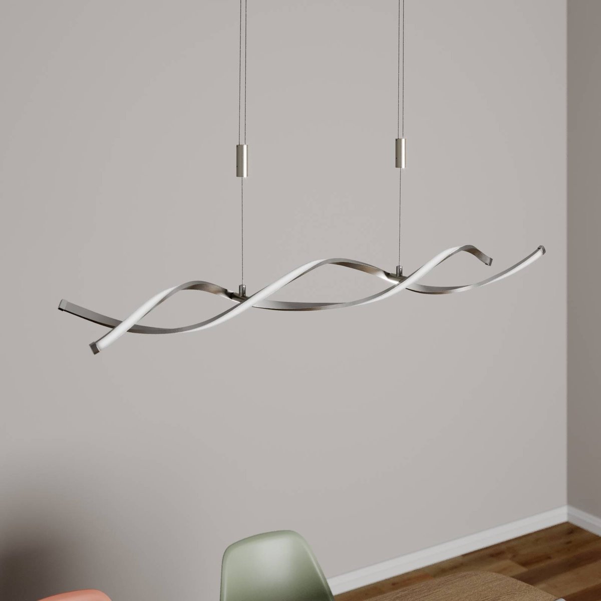 Suspension moderneLED, Auron nickel satiné, blanc, LINDBY
