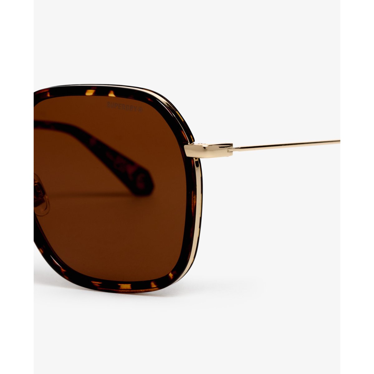 Lunettes de soleil carrées en métal écaille/verres marron, SUPERDRY
