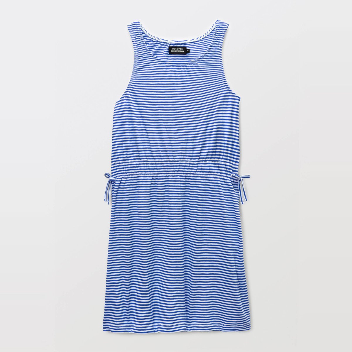 Robe à bretelles rayée en coton porcelaine, MONOPRIX
