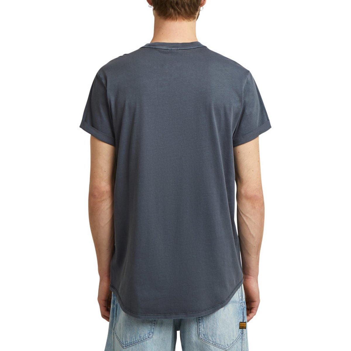 T-shirt en coton biologique vert d'eau uni avec un logo sur le coeur bleu, G-Star RAW