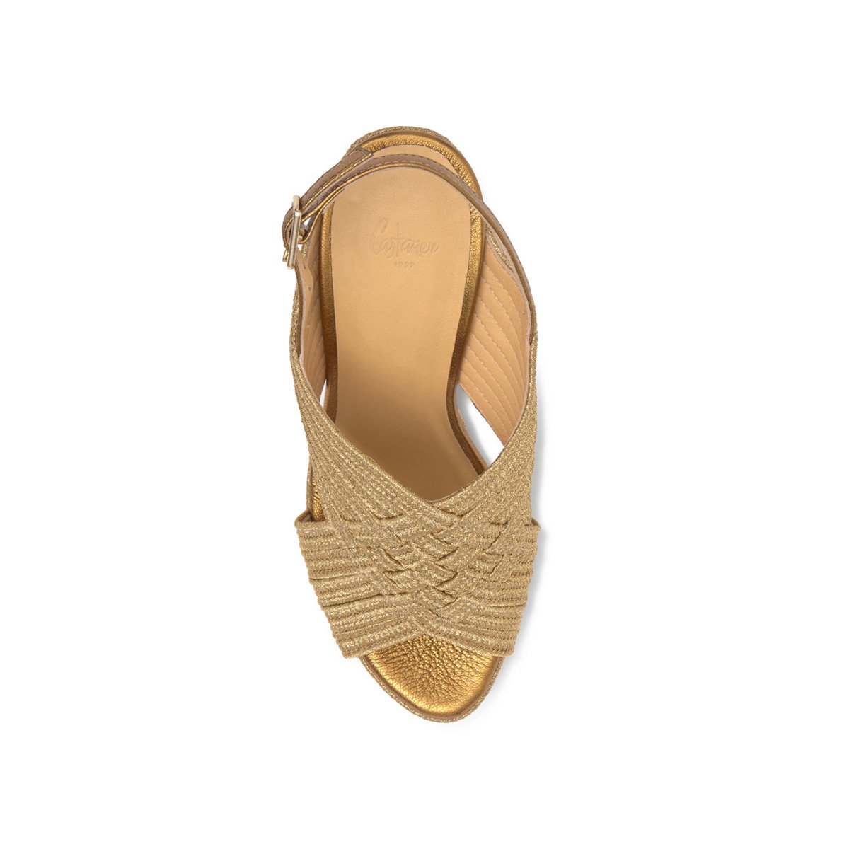 Sandales compensées en tressage métallisé à boucle JULIET PLATFORM bronze, CASTANER