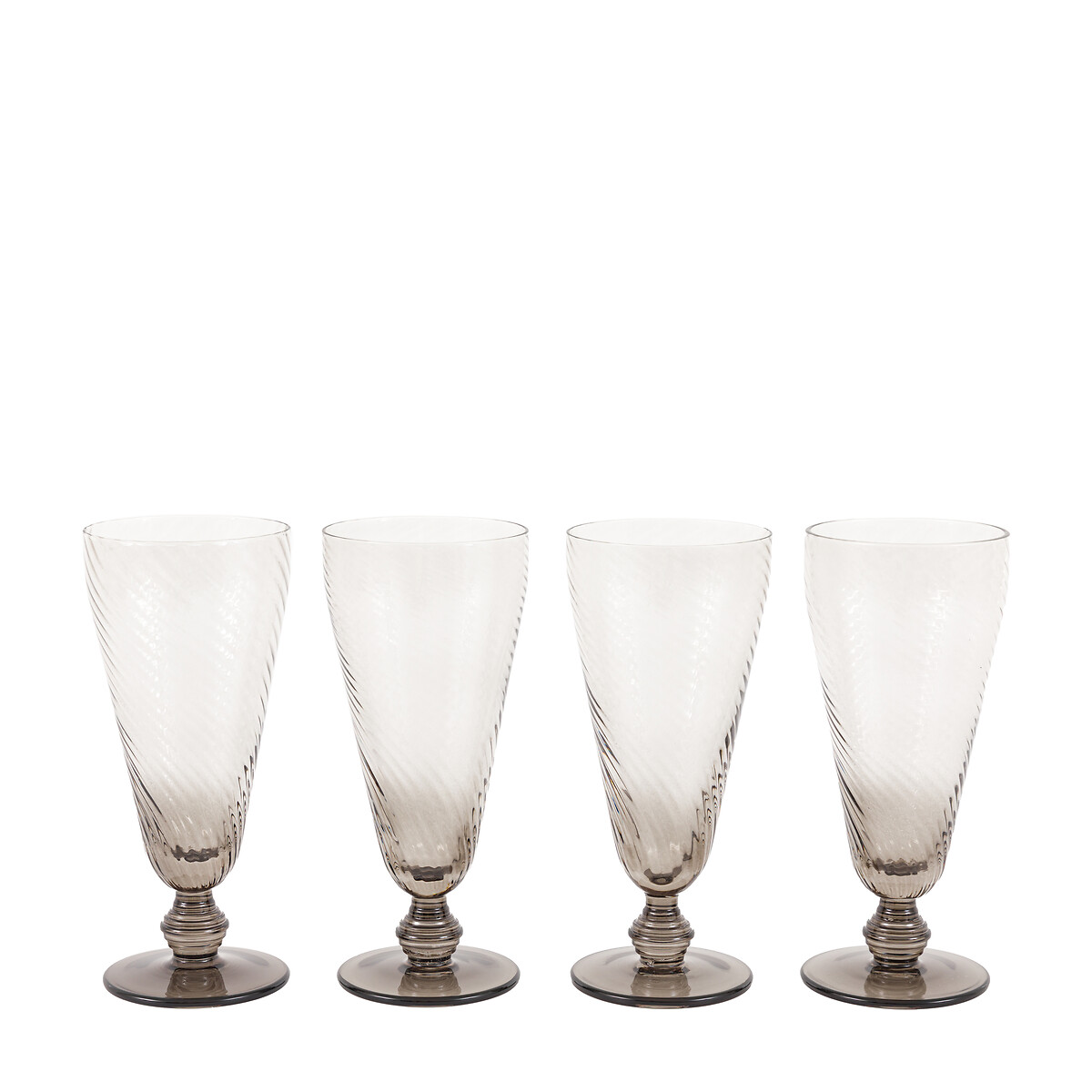 Set of 4 Vela Champagne Flutes in Smoked Grey grey, ÉDITÉ