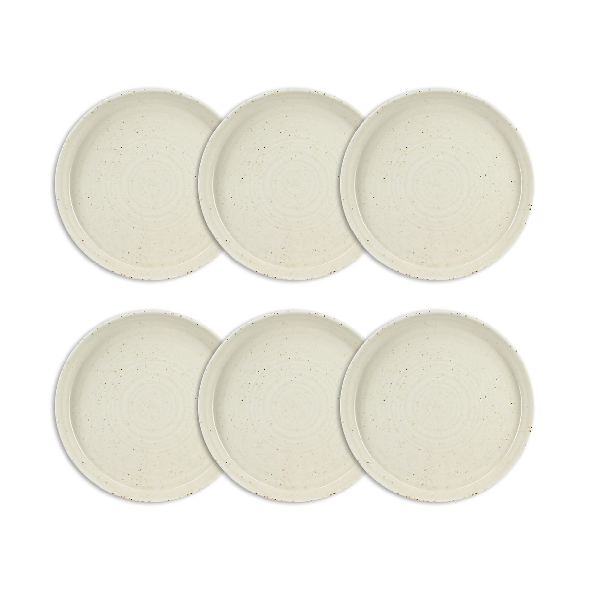 Lot de 6 assiettes à desserts 20,5cm en porcelaine, ORA beige, OGO LIVING