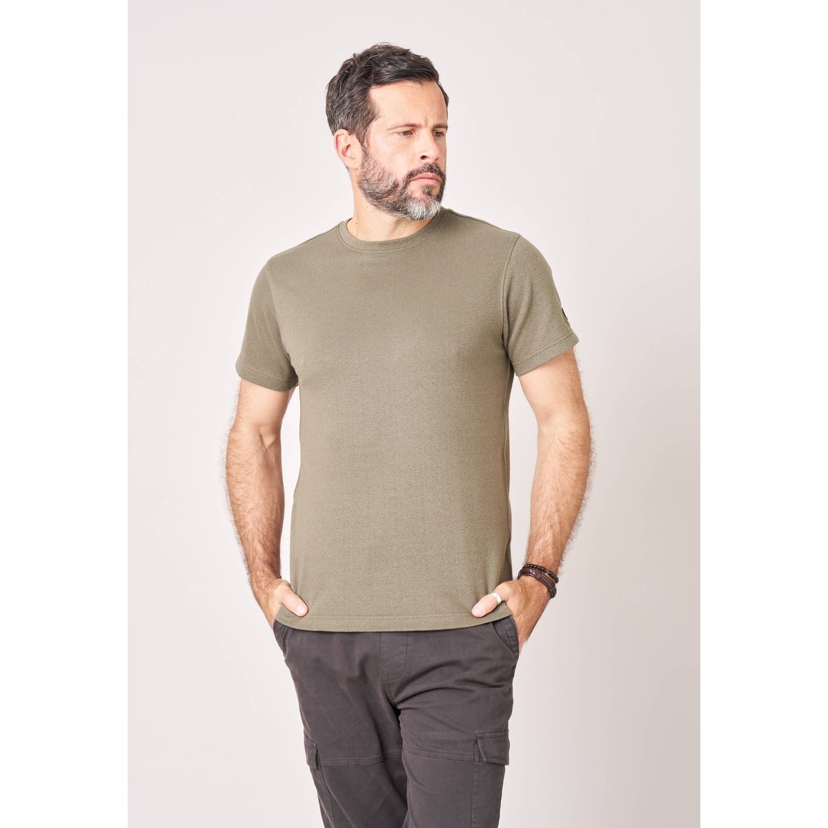 T-shirt homme en 100% coton DEVIN khaki, DEELUXE