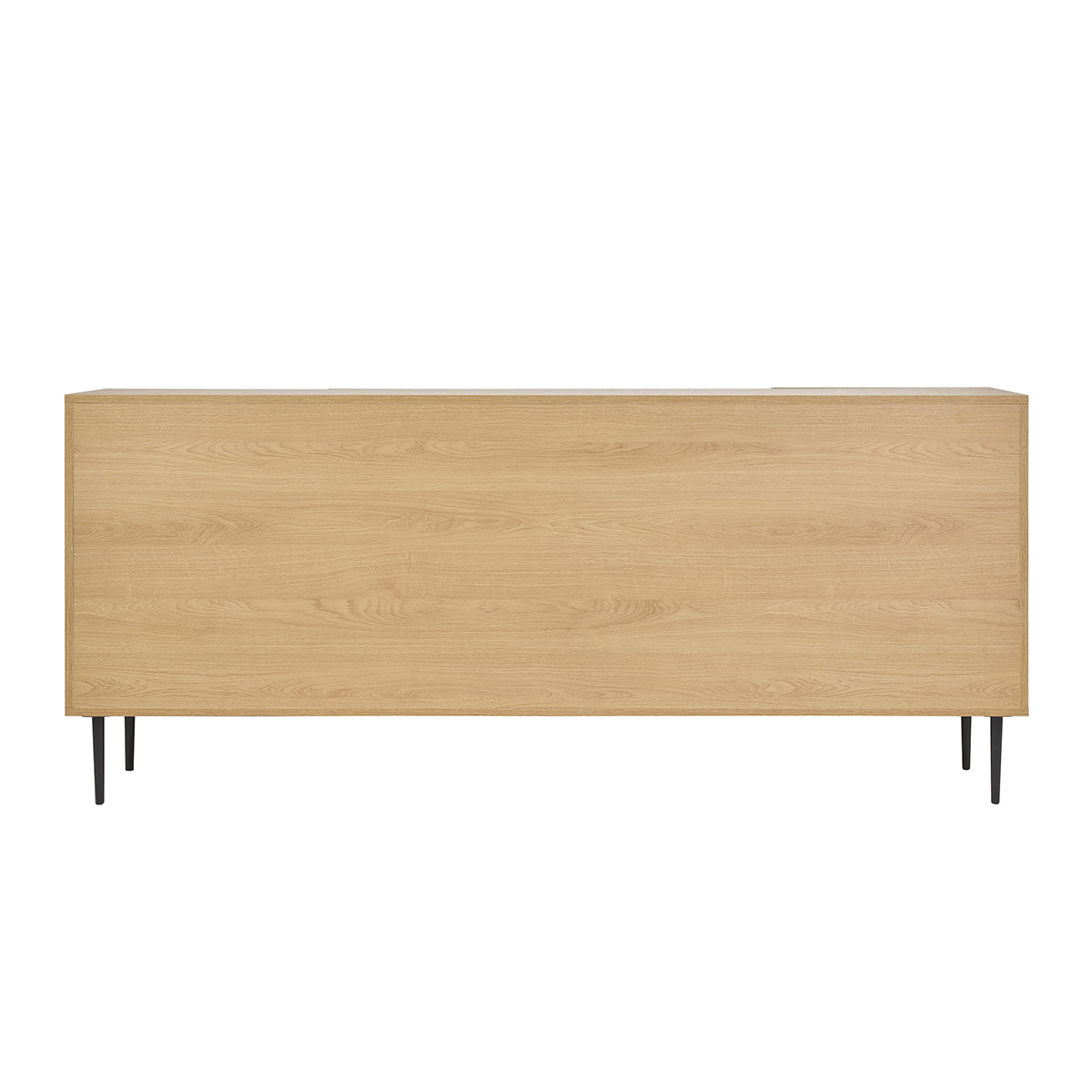 Buffet design en bois chêne massif gravé et métal noir 4 portes L180 cm ARCHIPEL chêne clair, MILIBOO
