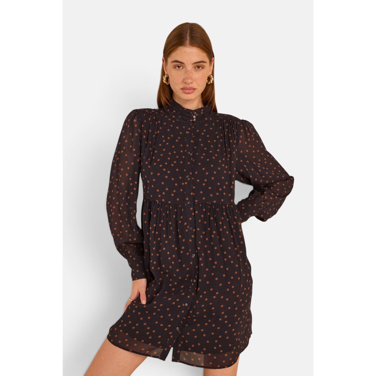 Robe courte et fluide col lavalière PRISCILA marine, Maison 123