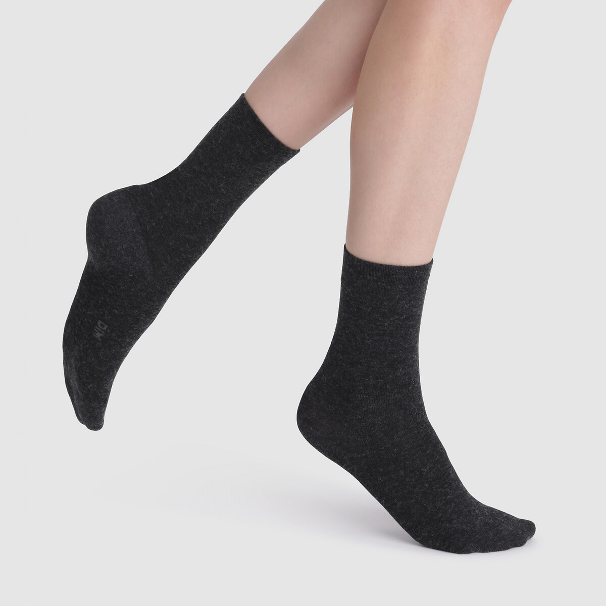 Mi-chaussettes en maille douce noir, DIM