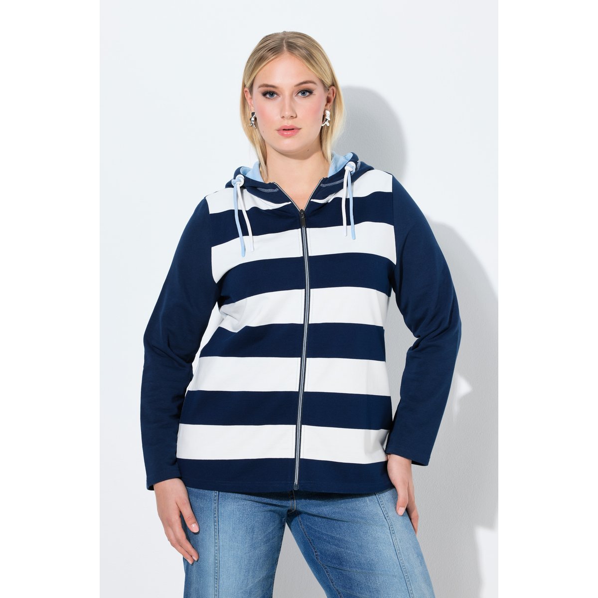 Veste en molleton à rayures bleu encre, ULLA POPKEN