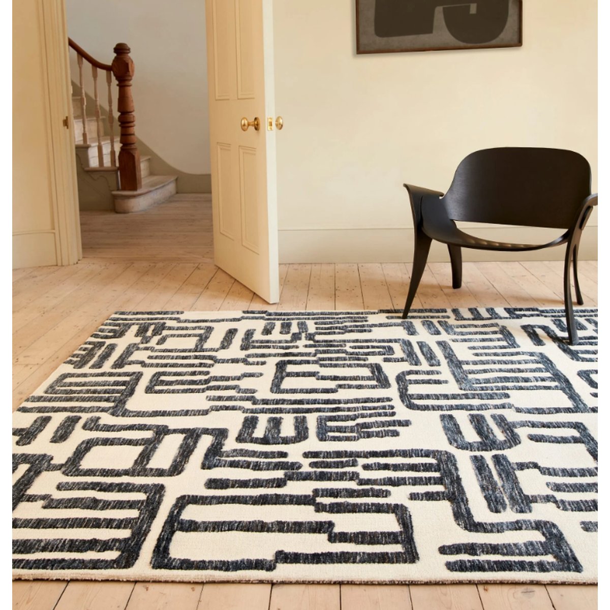 Tapis moderne tissé plat LIBRETTO bleu, NOVATREND