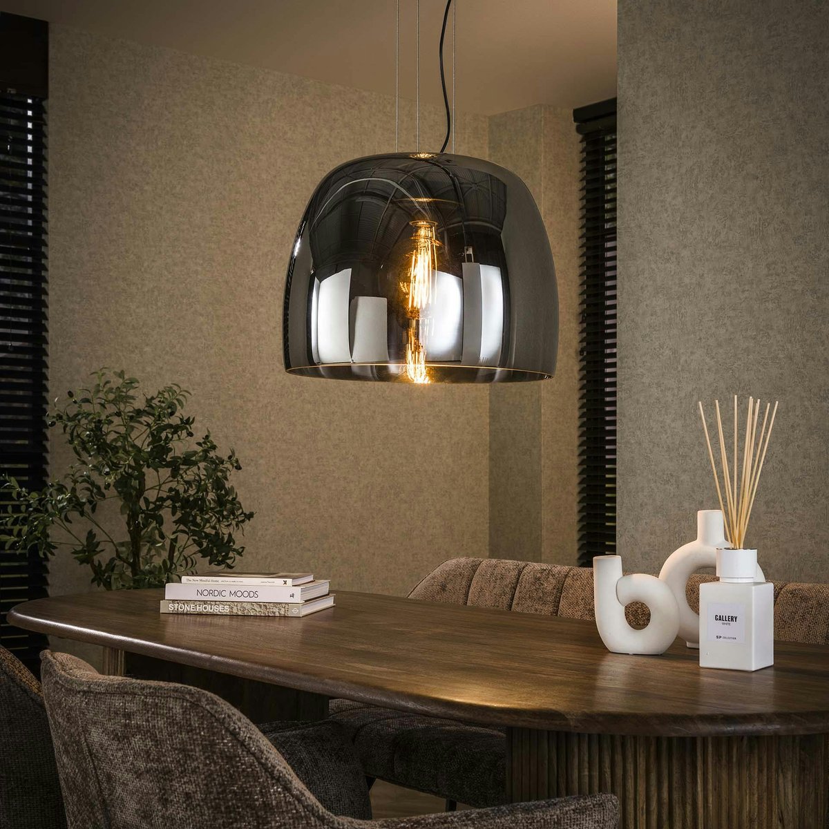 Suspension cloche en verre NIAGARA chrome, PIER IMPORT