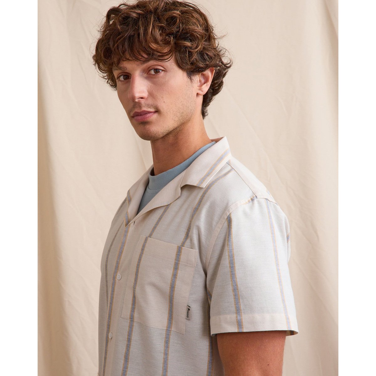 Chemise PAIOLIVE écru et bleu, FAGUO
