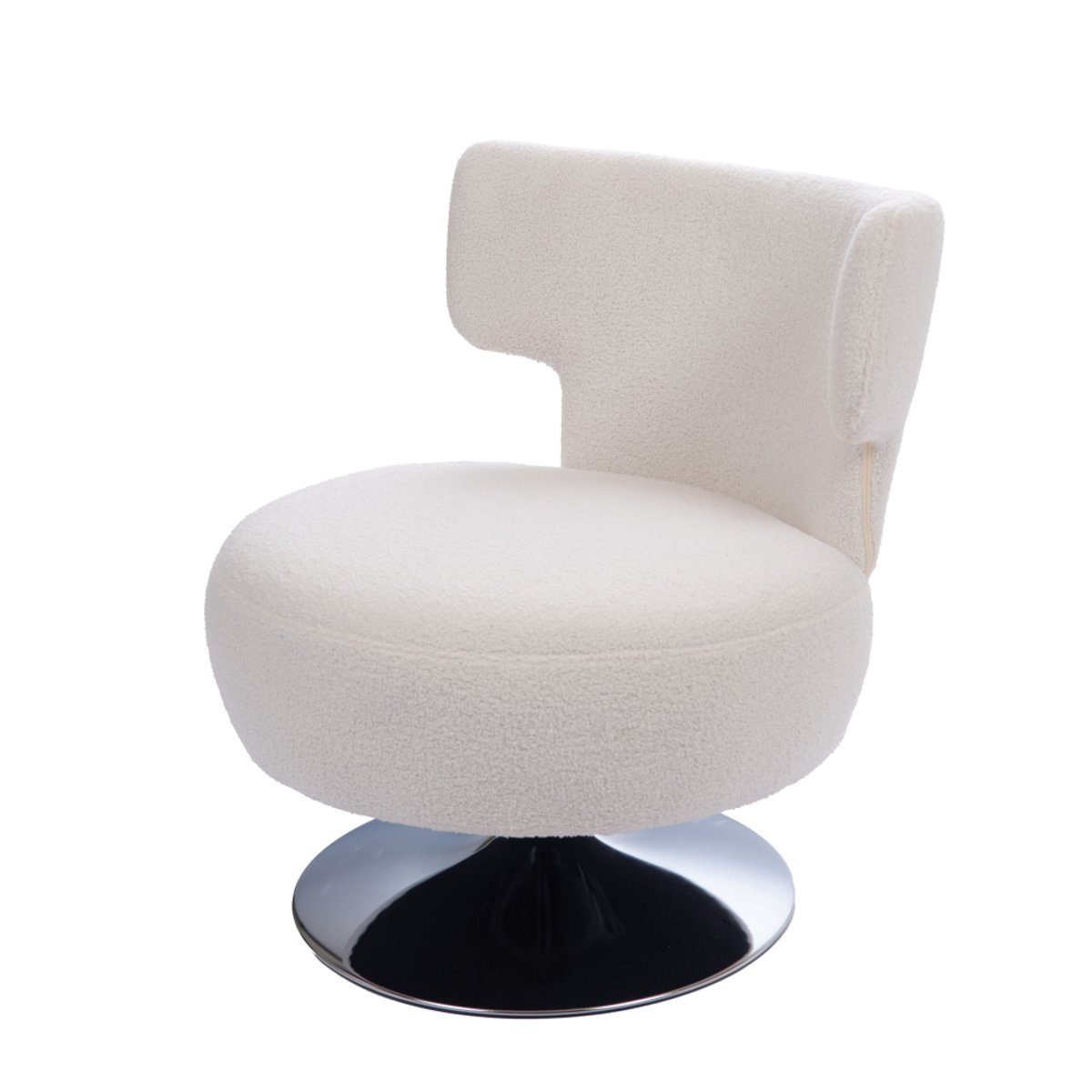 Fauteuil en bouclette et métal Valeria blanc, AMADEUS