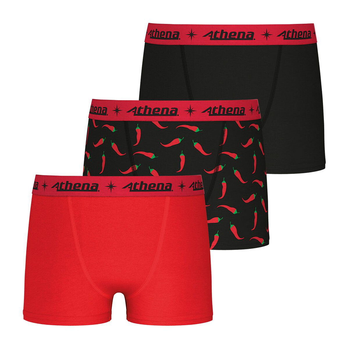 Lot de 3 boxers noir-bleu imprimé, ATHENA