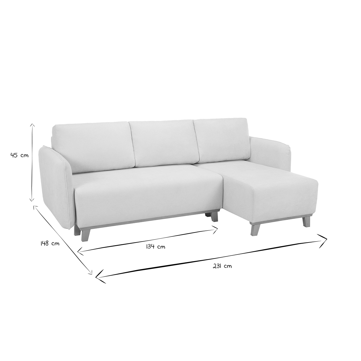 Canapé d'angle convertible et réversible 3-4 places ROMANE beige, MILIBOO