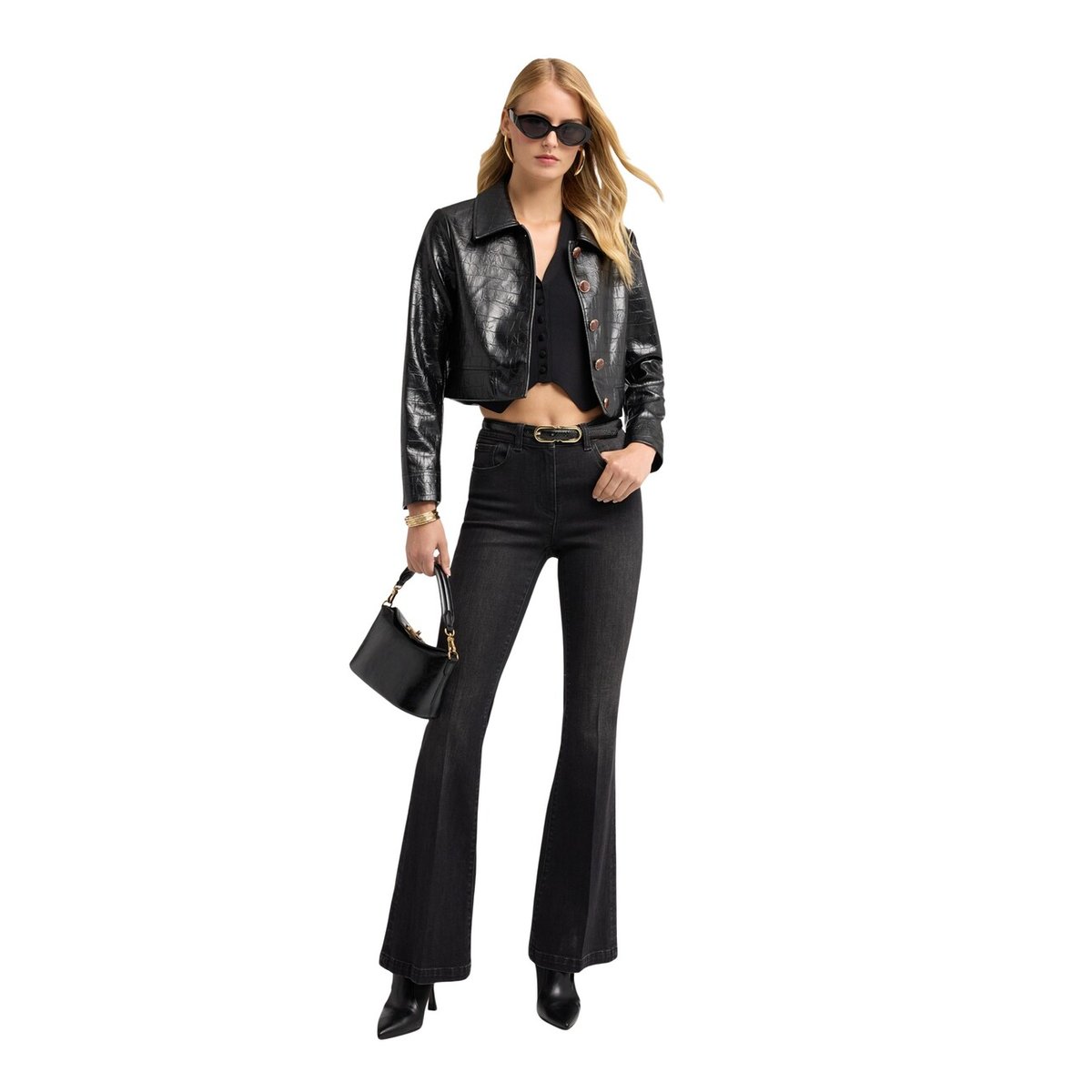 Jean flare noir délavé noir, MOTIVI