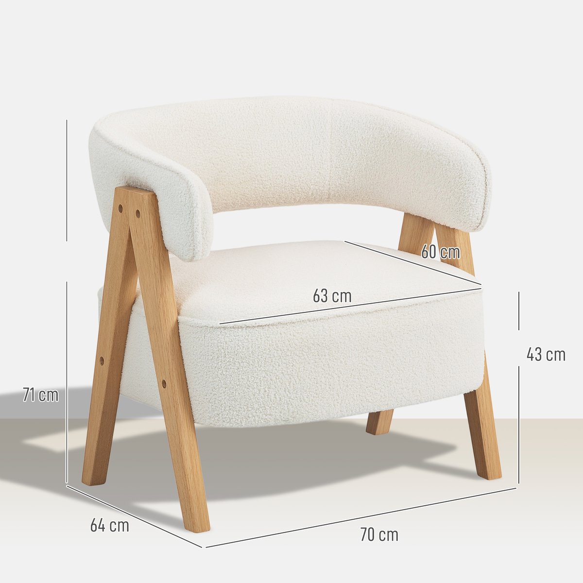 Accent Chair Tissu bouclette Blanc blanc, HOMCOM
