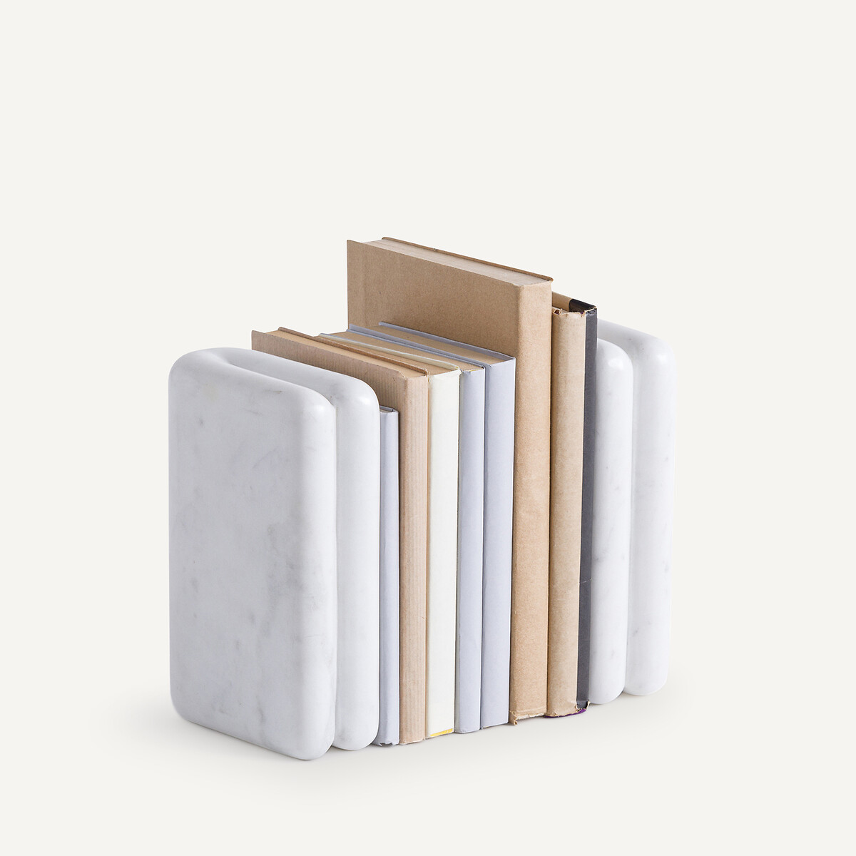 Lote de 2 suportes para livros, em mármore branco, Scafi branco, AM.PM