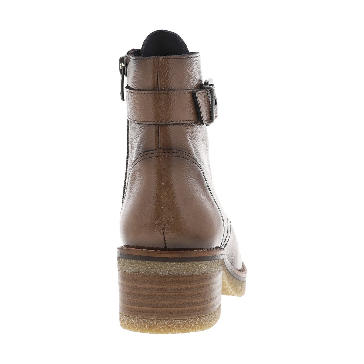 Boots en cuir taupe à semelle à talon décroché haut avec deux fermetures taupe, DORKING