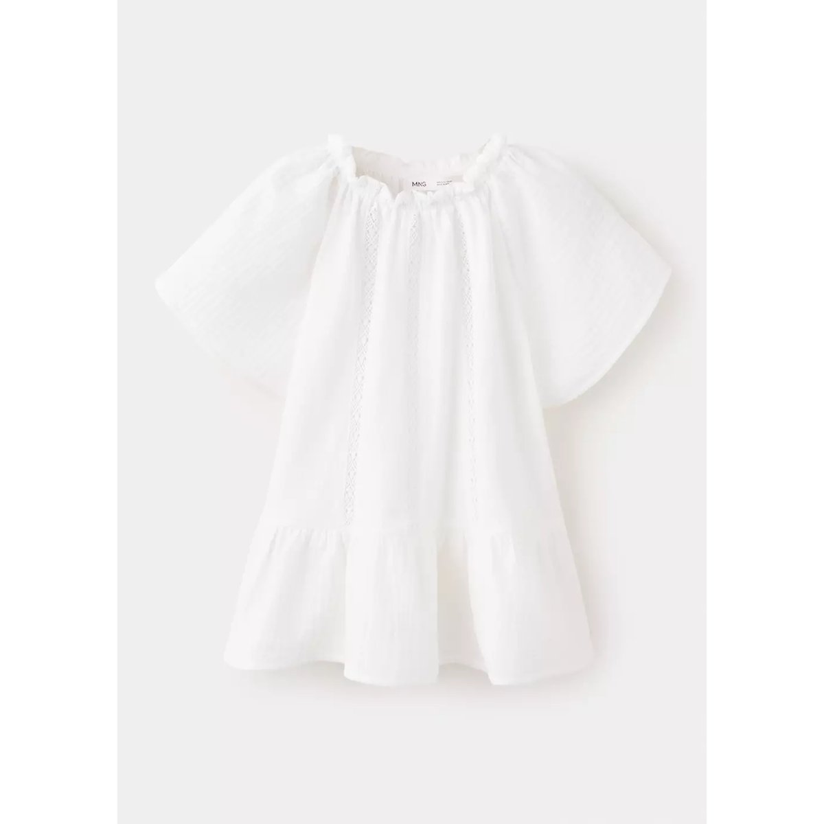 Chemisier coton détails dentelle blanc cassé, MANGO KIDS