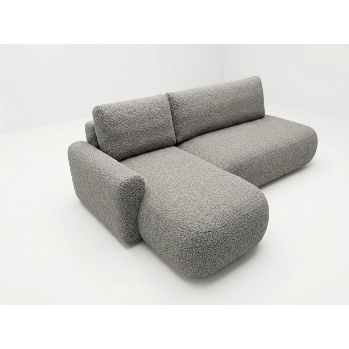Canapé d'angle convertible 3 places en tissu bouclette, TANGO gris, BOBOCHIC