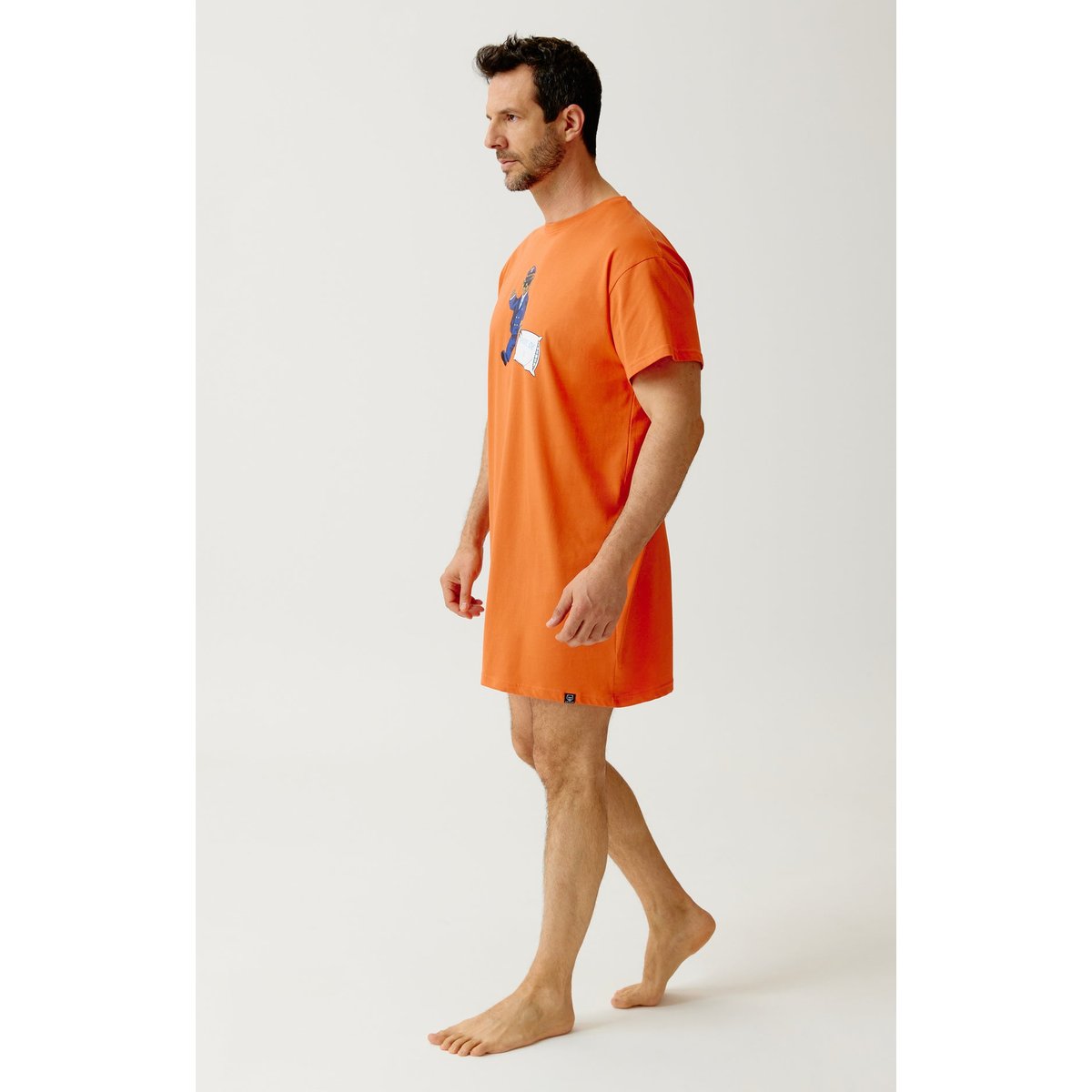 Maxi Tee-Shirt en jersey de coton léger imprimé Pilote de lit orange, ARTHUR