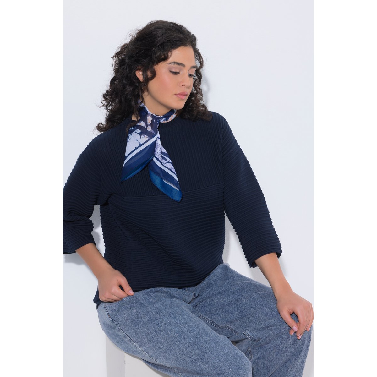 Foulard à fleurs, format bandana bleu violet, ULLA POPKEN