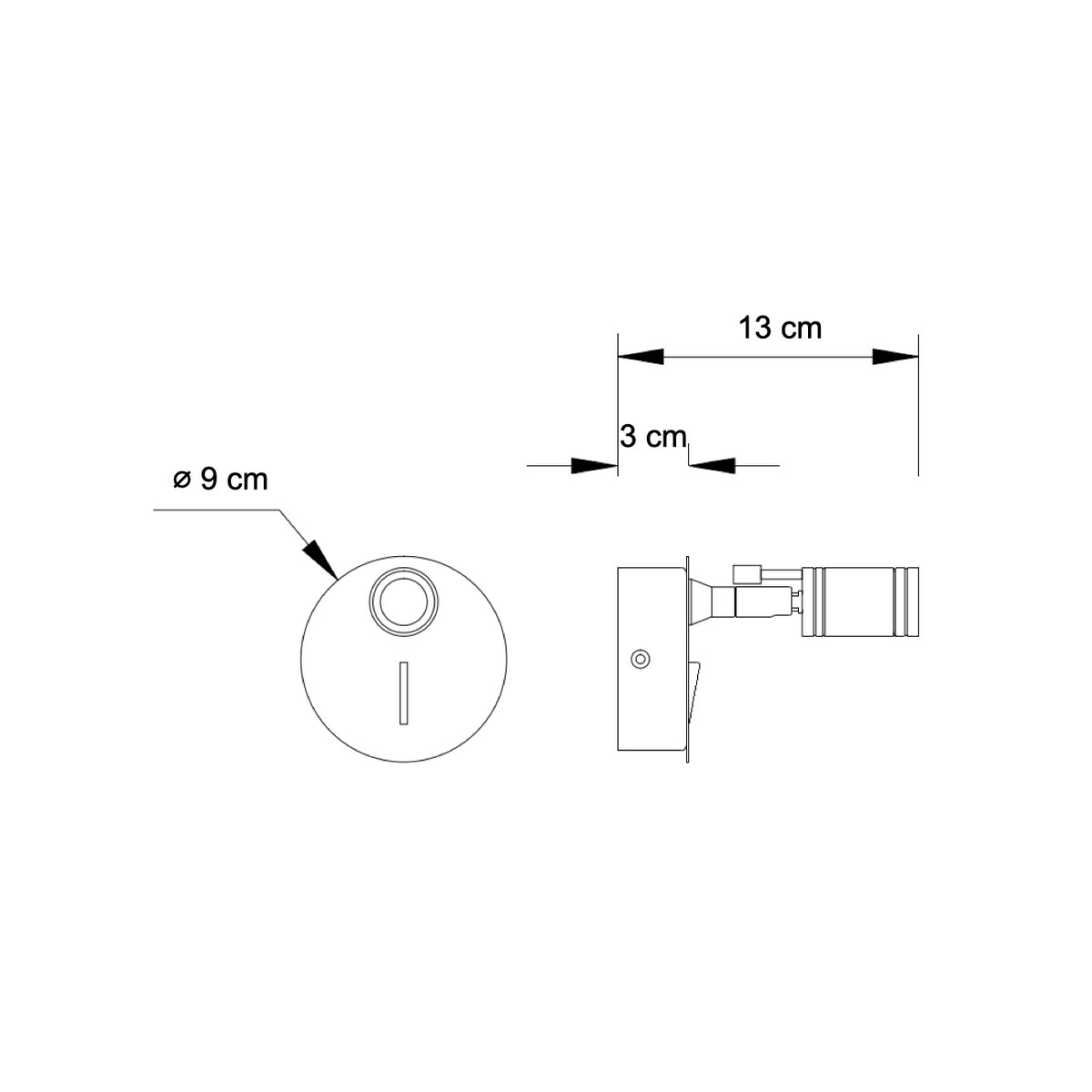 Petite applique murale ronde - MINOA noir, KOSILUM