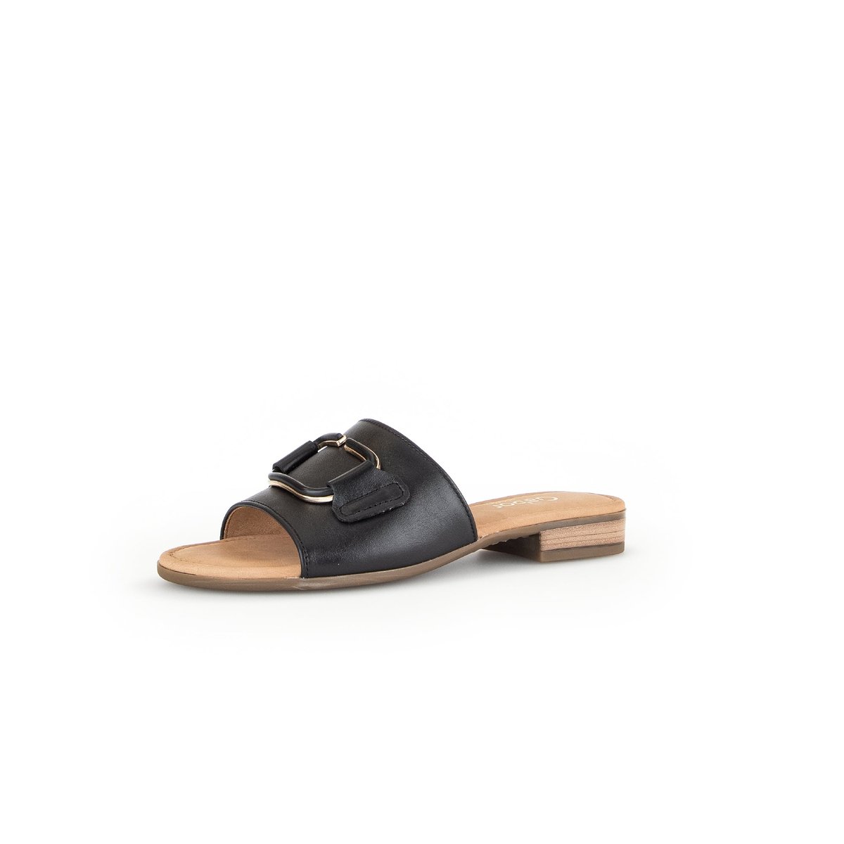 Sandales en cuir lisse noir lisse, GABOR