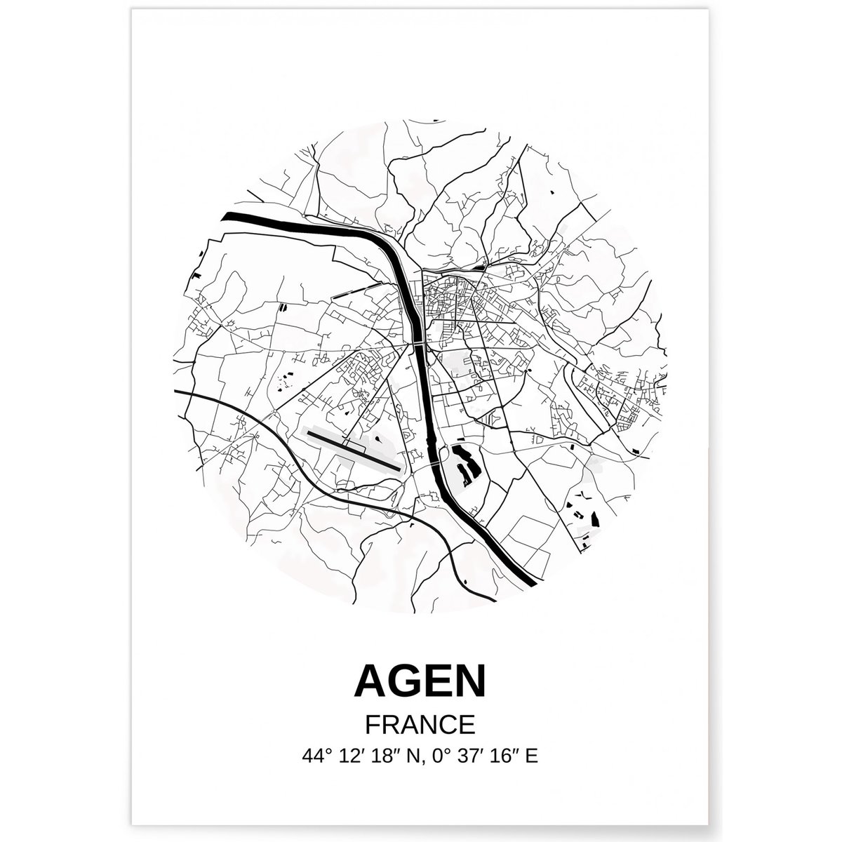 Affiche Carte Agen blanc, L'AFFICHERIE