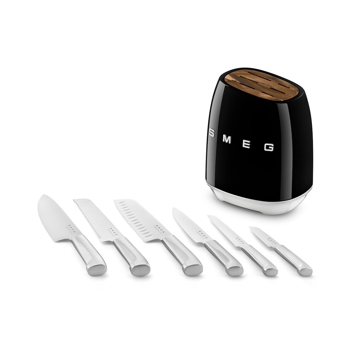 Bloc de 6 couteaux multi-usages noir, SMEG