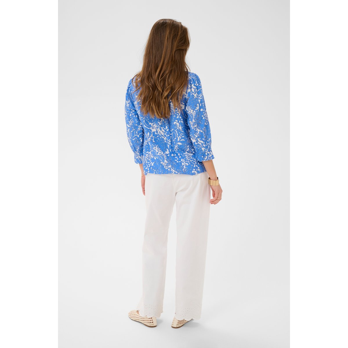 Blouse à manches longues bleu blue toile, CREAM
