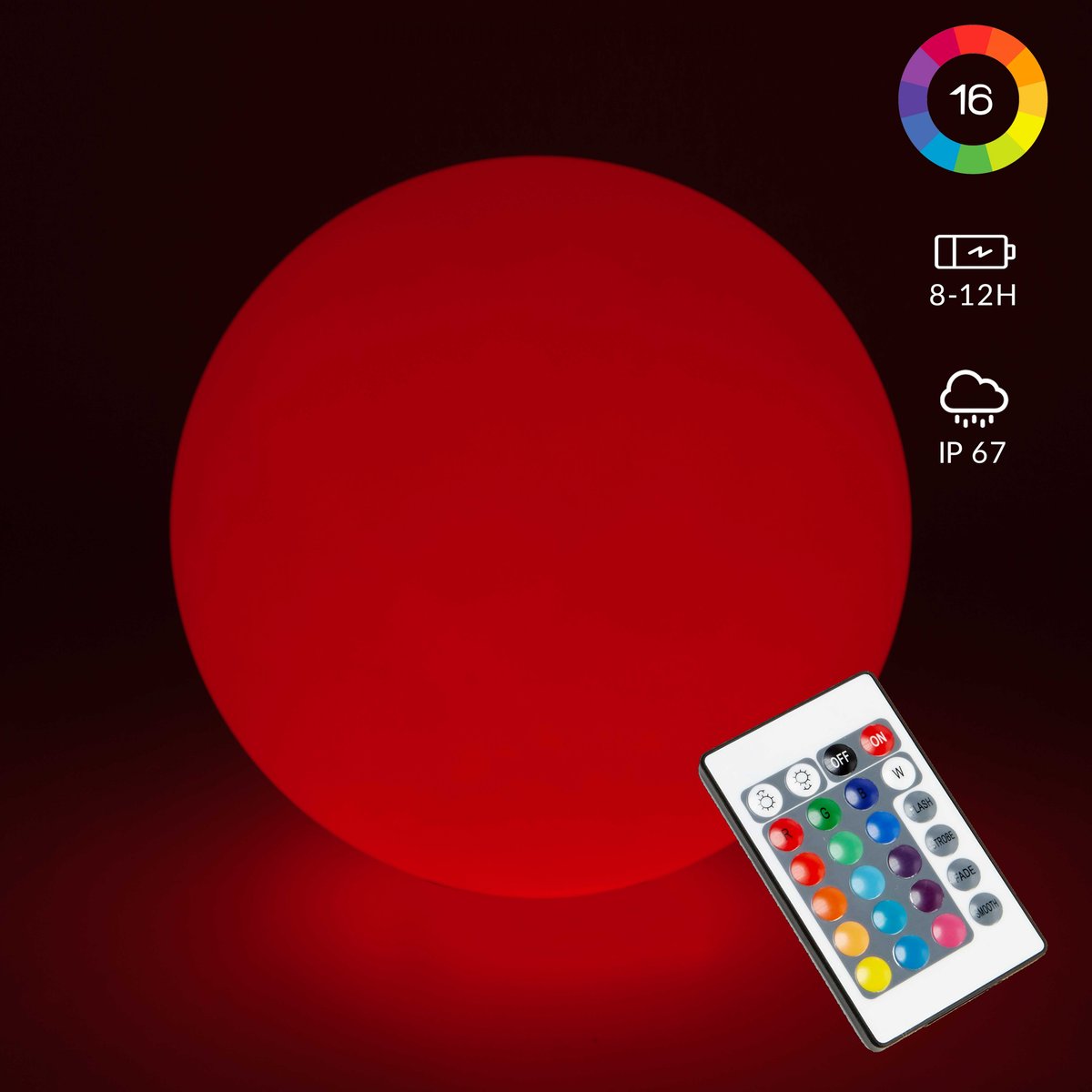 Boule lumineuse LED, 16 teintes (Ø40 cm) blanc, OVIALA