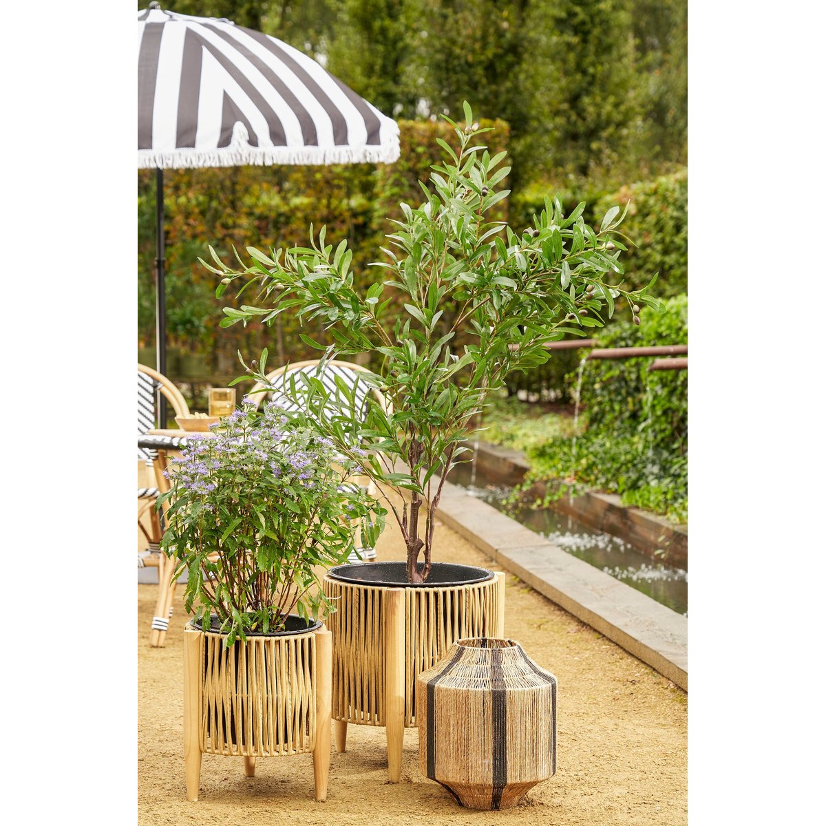 Lanterne en jute tressée H36 cm LILIANO noir, MICA DECORATIONS