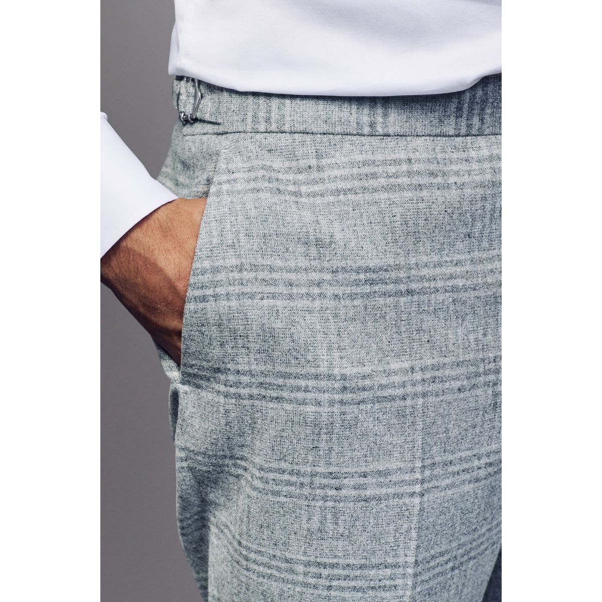 Pantalon de costume slim brossé aux carreaux gris, NEXT