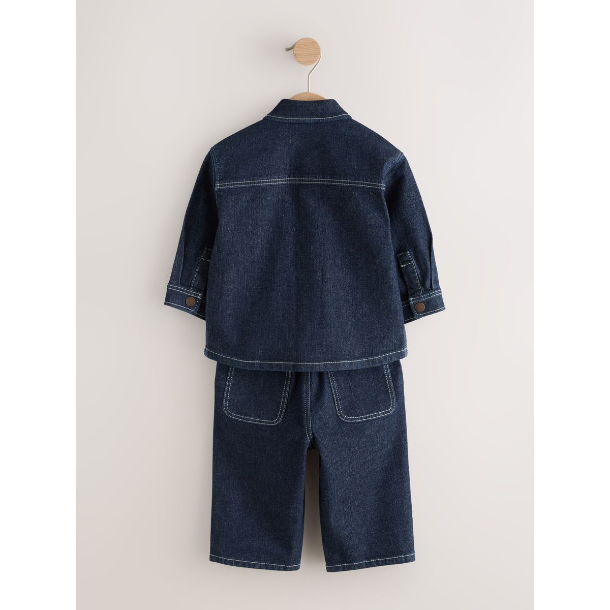 Ensemble veste-chemise en denim et jean large délavage brut, NEXT